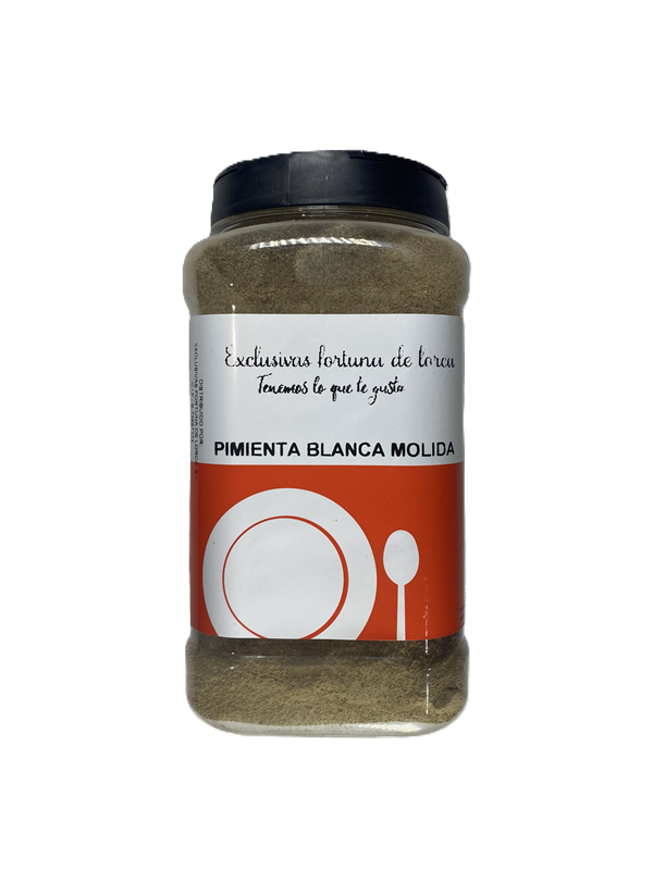 Imagen de Pimienta Blanca Molida de Exclusivas Fortuna, una opción conveniente con sabor intenso y aroma distintivo para realzar tus creaciones culinarias.